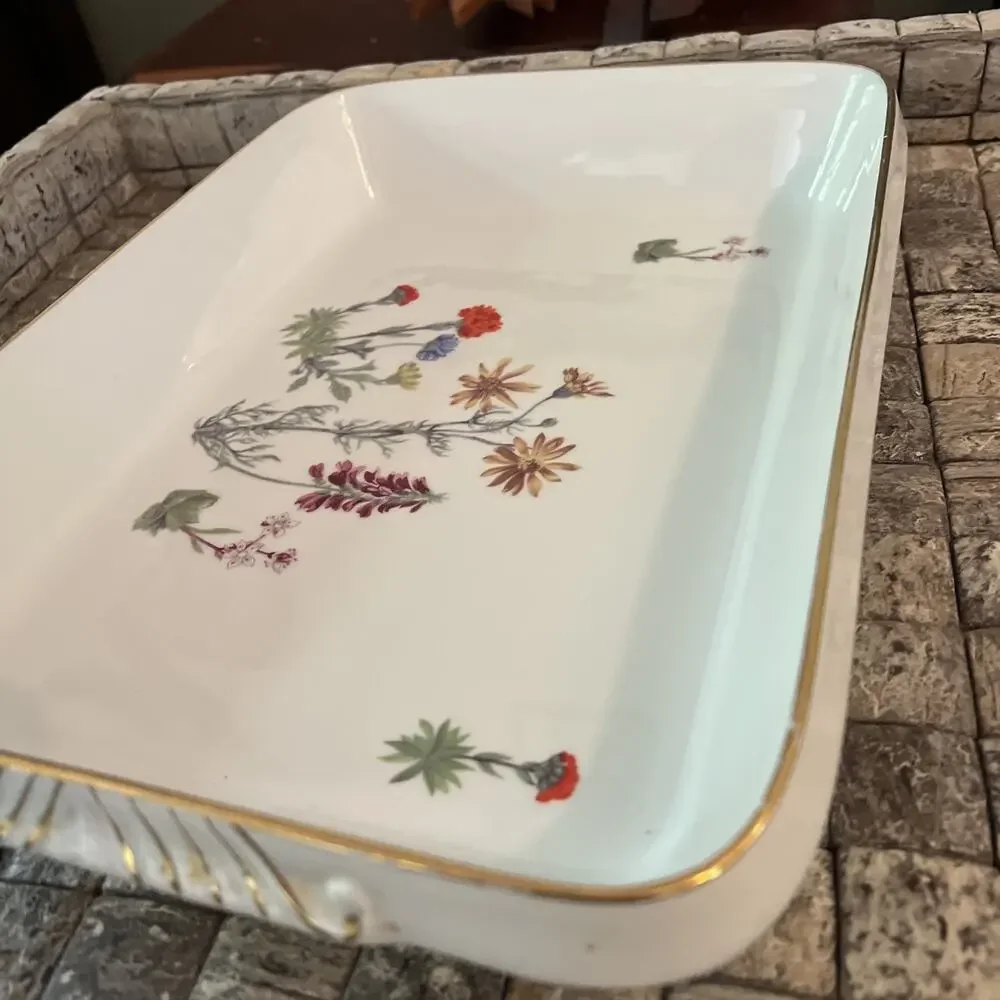 Louis Lourioux France Le Faune Wildflower Porcelain Baking Dish Ramekin Lot 10